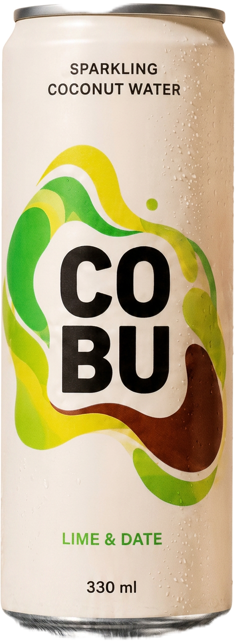 Cobu sparkling coconut water can - Lime + Date 250ml