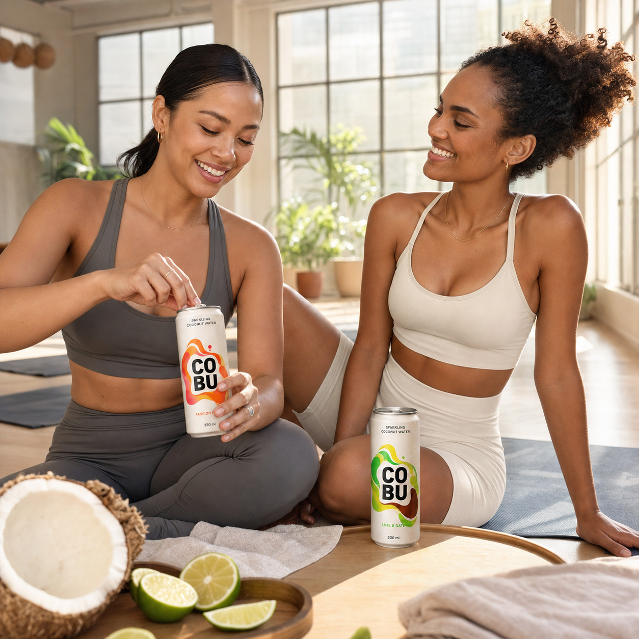 Cobu Lime + Date sparkling coconut water with real lime and date